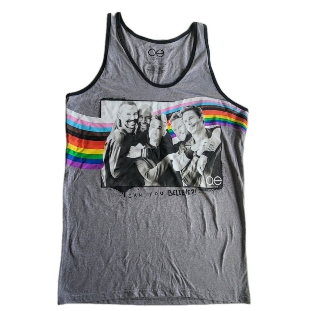 NEW Pride Queer Eye Mens Size XL Sleeveless Tank Top Shirt LGBTQ Grey